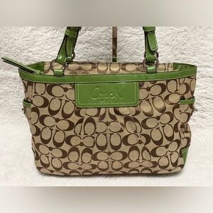 Coach Signature Pleated East West Gallery Shoulder Tote Bag